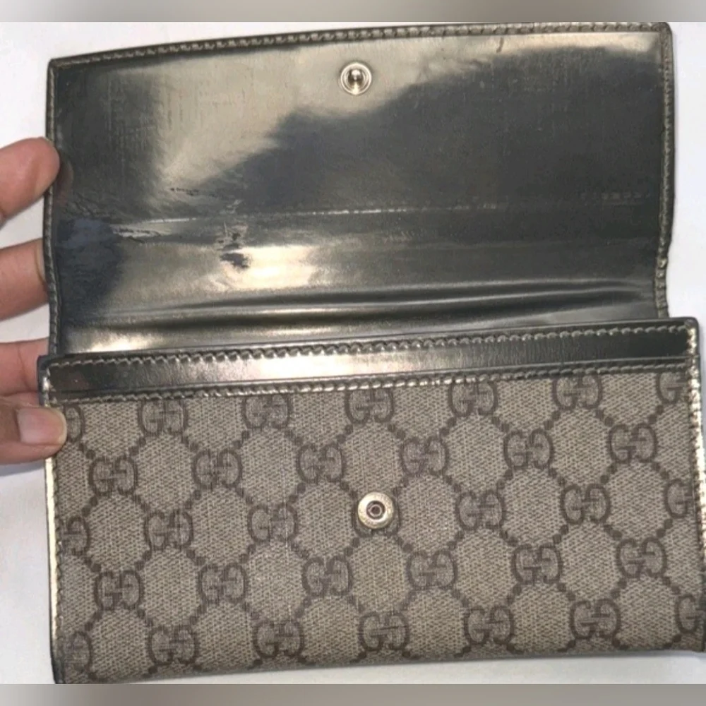 Gucci Vintage GG Plus Women's Monogram Canvas Long Wallet